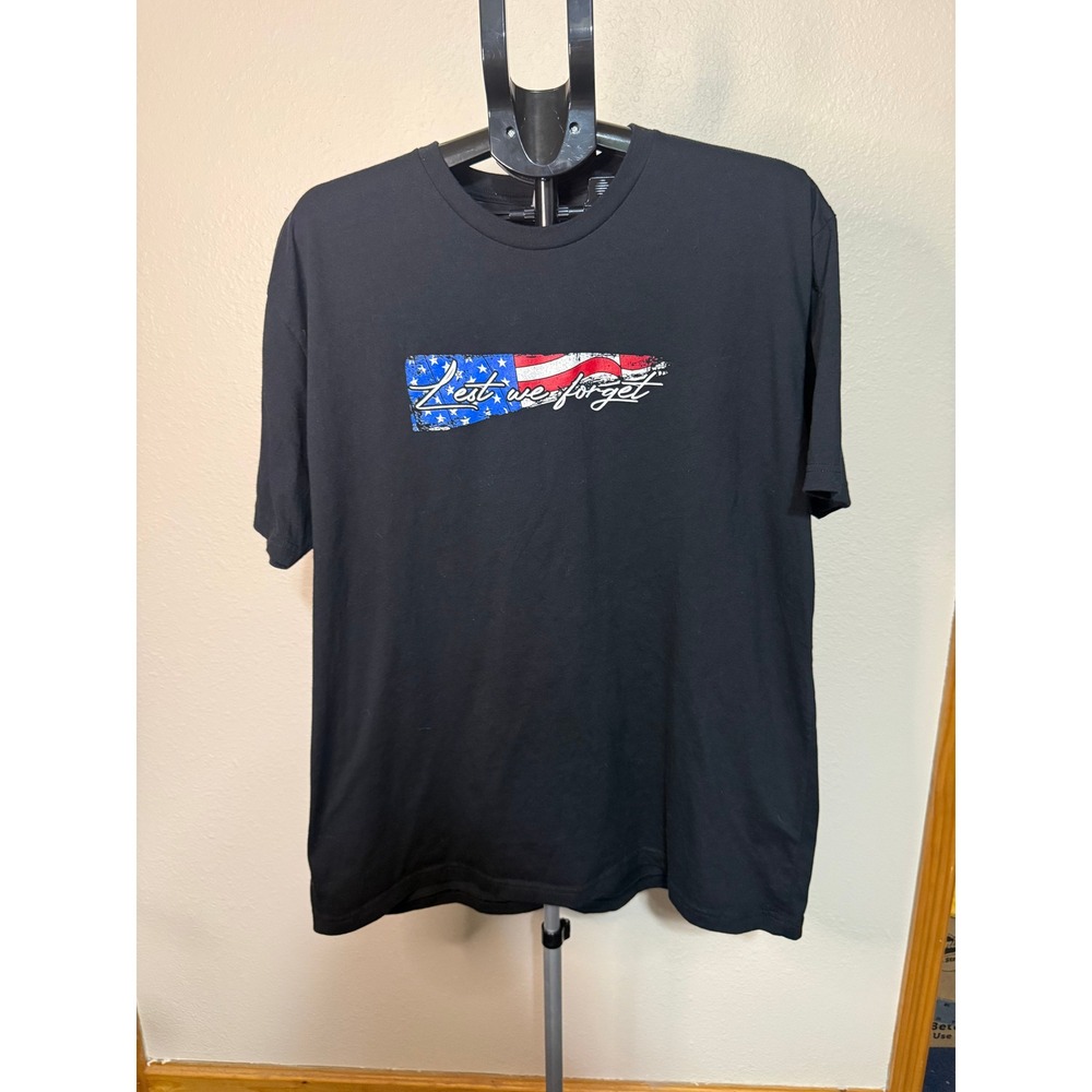 Til Valhalla Project Lest We Forget American Flag Graphic T-Shirt Black XXL TVP